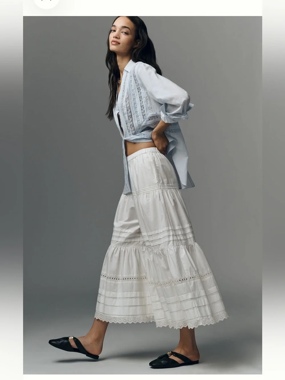 Anthropologie lace petticoat crop wide leg pants - Picture 2 of 10